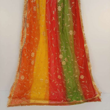 Multi Gota Work Dupatta For Wedding Party - Net