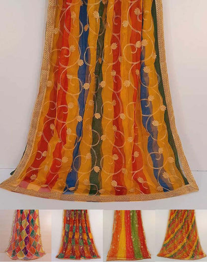 Multi Gota Work Dupatta For Wedding Party - Net