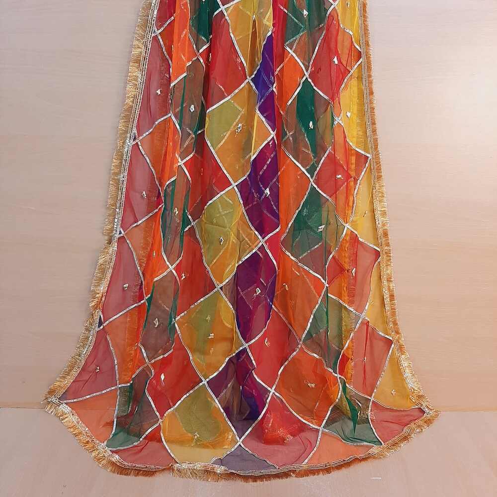 Multi Gota Work Dupatta For Wedding Party - Net