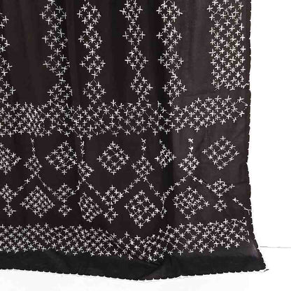 Hand Embroided Lawn  Dupatta With 4 Sided Qureshia - Black - ZD768