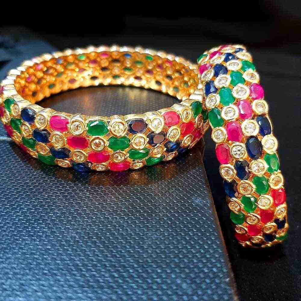 indian bangles with ruby pack of 2 gold