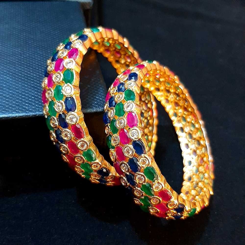 Indian Bangles With Ruby - Pack of 2 - Gold - ZB06
