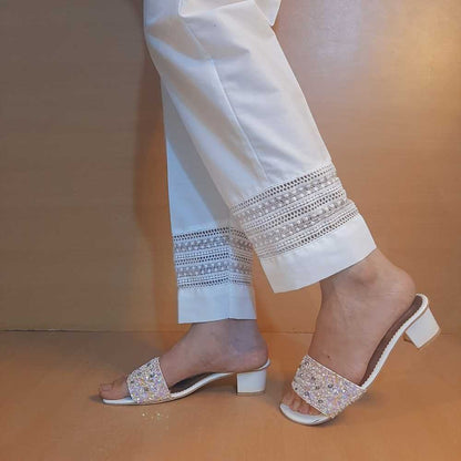 Lace Trouser Cotton - White - ZT537