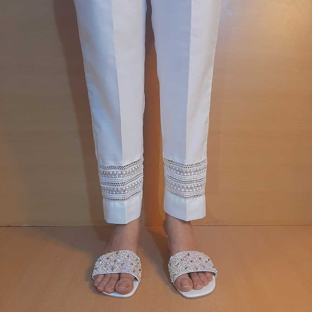 Lace Trouser Cotton - White - ZT537