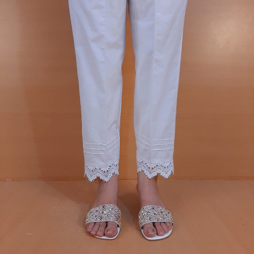 Lace Trouser Cotton - White - ZT537