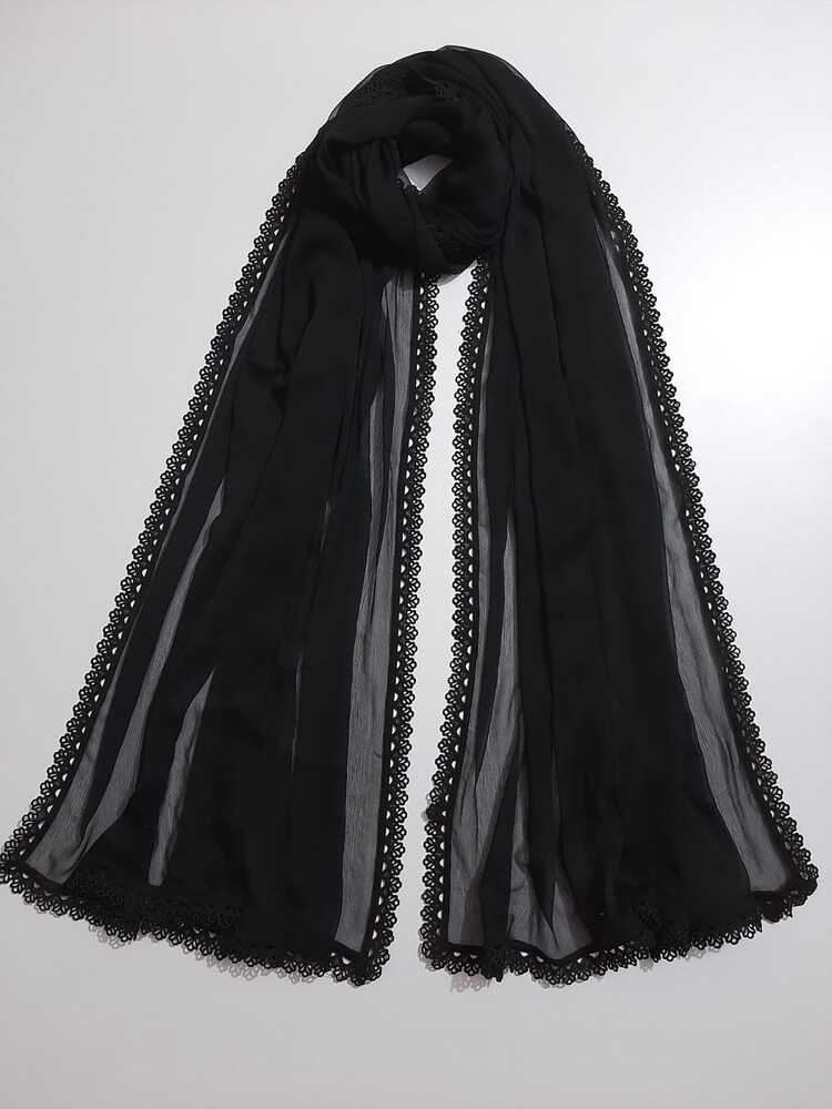 Laced Chifffon Dupatta - Black - ZD1109