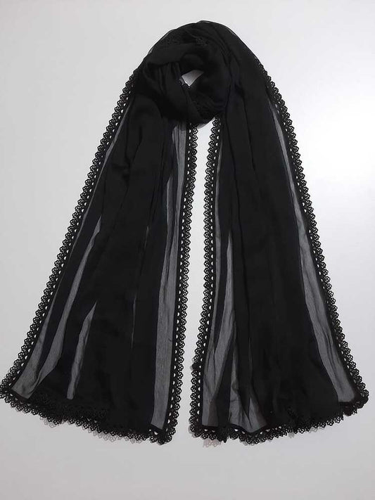 Laced Chifffon Dupatta - Black - ZD1109