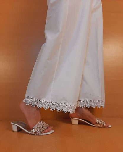 Laced Palazzo – Cotton – White - ZT01