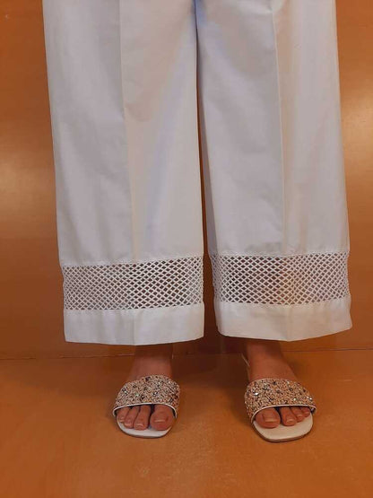 Laced Palazzo – Cotton – White - ZT02