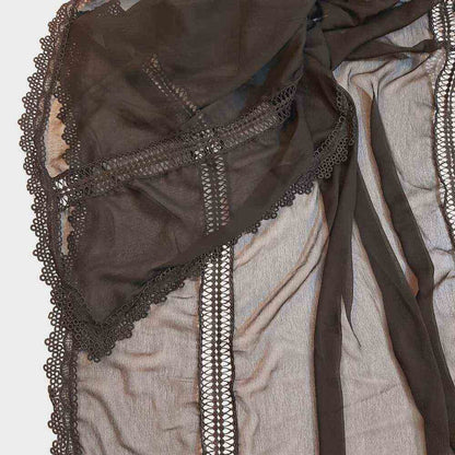 laces embellished chiffon dupatta black