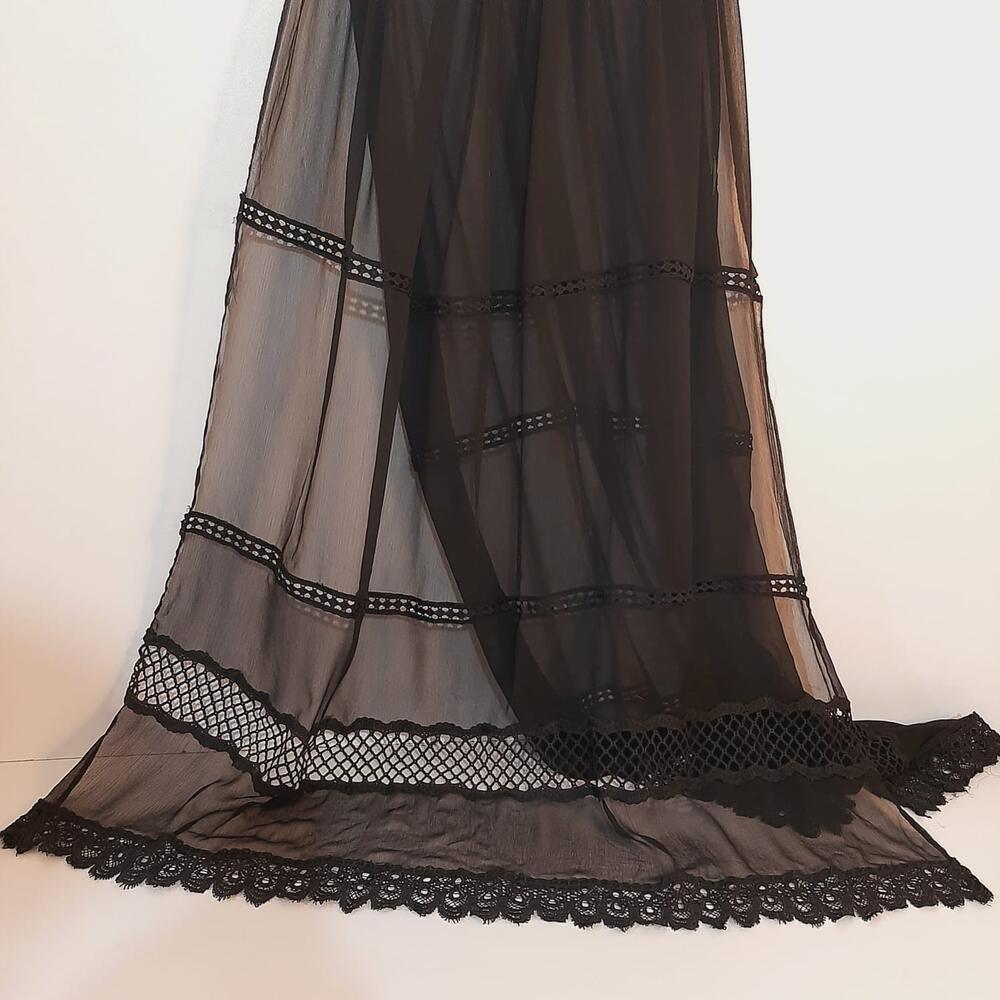 laces embellished chiffon dupatta black