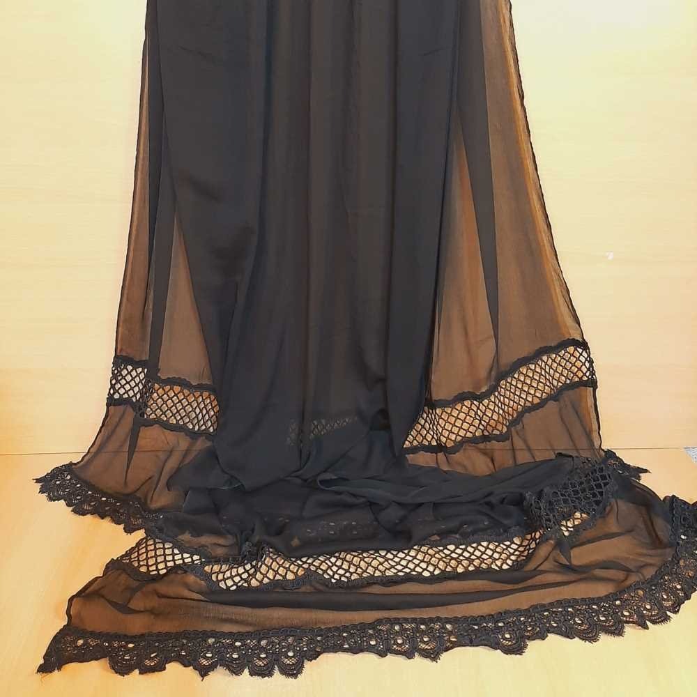 Laces Embellished Chiffon Dupatta - Black