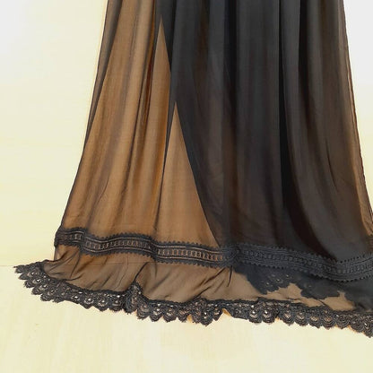 Laces Embellished Chiffon Dupatta - Black