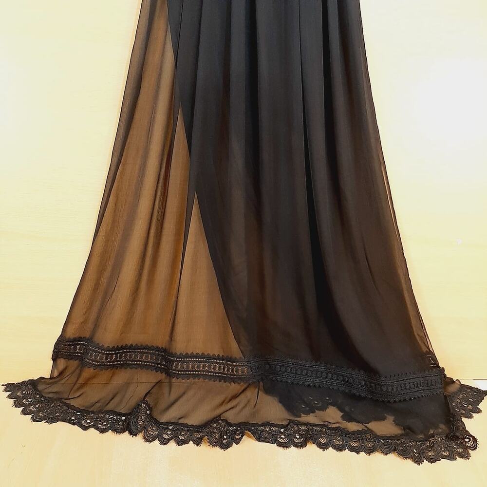 Laces Embellished Chiffon Dupatta - Black