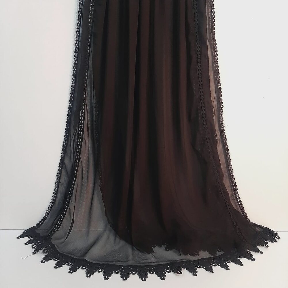 Laces Embellished Chiffon Dupatta - Black