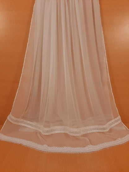 Laces Embellished Chiffon Dupatta - White - Dyeable