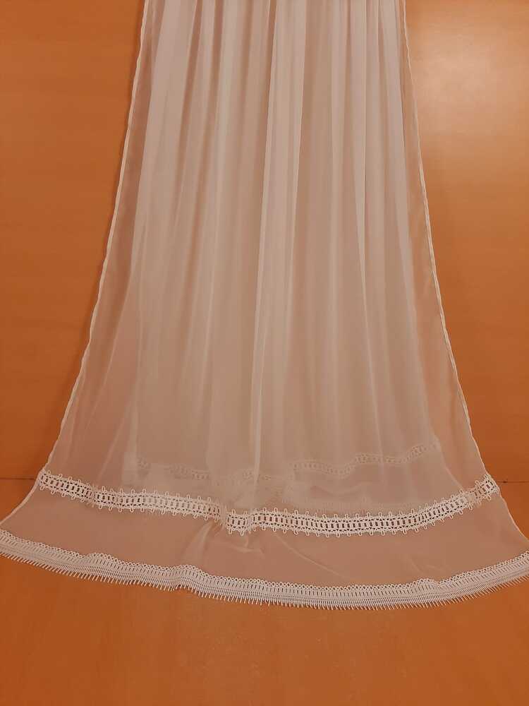 Laces Embellished Chiffon Dupatta - White - ZD242