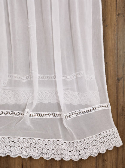Laces Embellished Chiffon Dupatta - White - ZD726