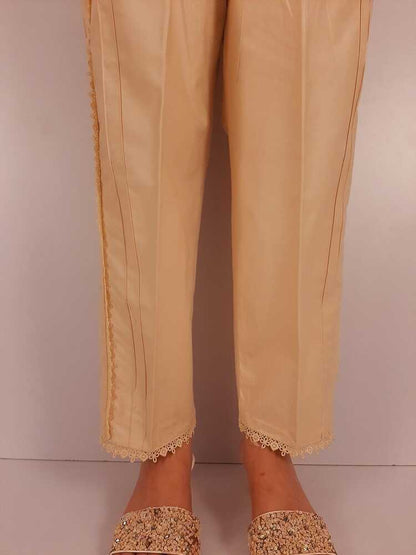 Laces embellished - Cotton Trouser - Beige - PT34
