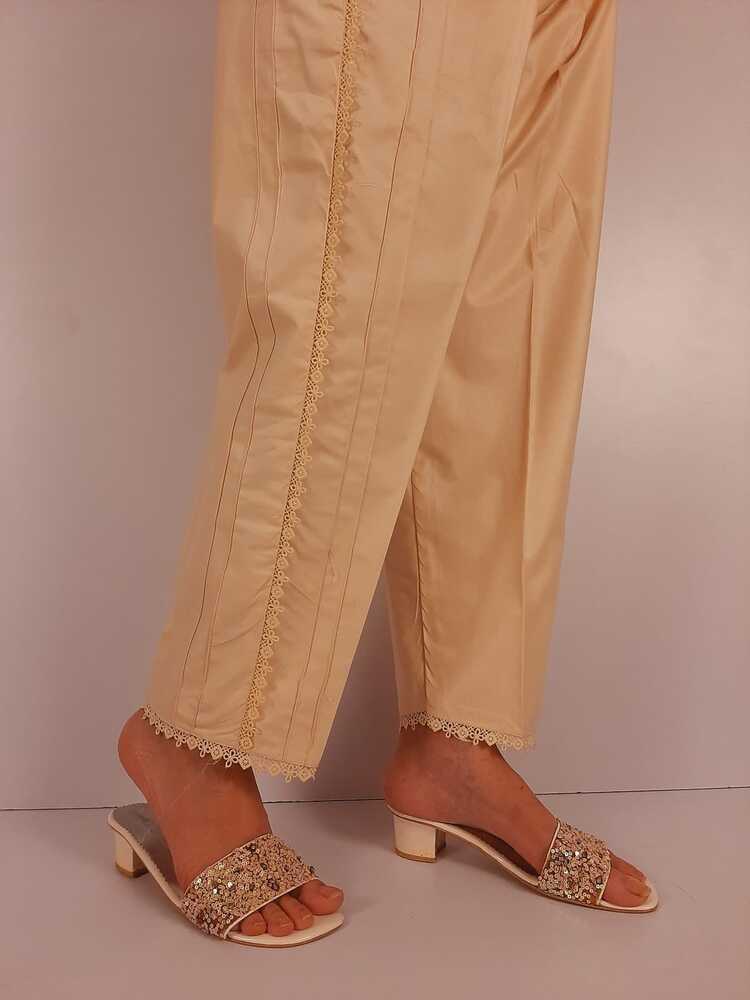 Laces embellished - Cotton Trouser - Beige - PT34