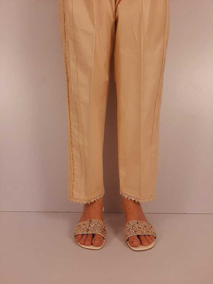 Laces embellished - Cotton Trouser - Beige - PT34
