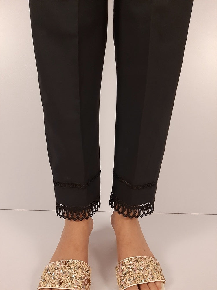 Laces embellished Cotton Trouser - Black - ZT224