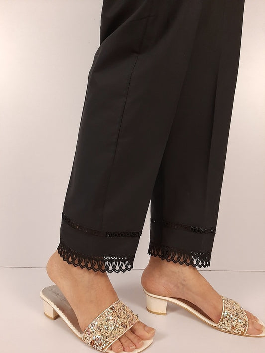 Laces embellished Cotton Trouser - Black - ZT224