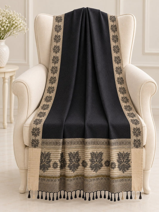 Ladies black shawl for women with a classic design for winter wear