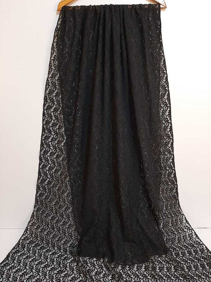 Leaves Net  Dupatta - Black - ZD50