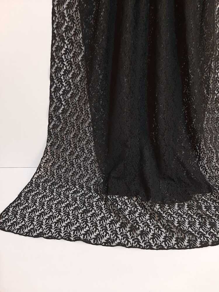 Leaves Net  Dupatta - Black - ZD50