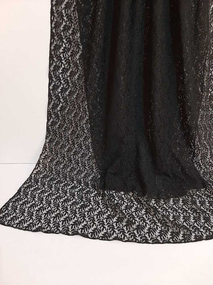 Leaves Net  Dupatta - Black - ZD50