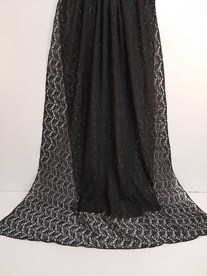 Leaves Net  Dupatta - Black - ZD50