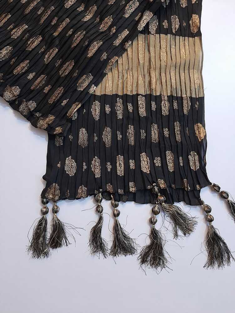 Maisuri Crush Dupatta With Bottom Large Tassels  - ZD243