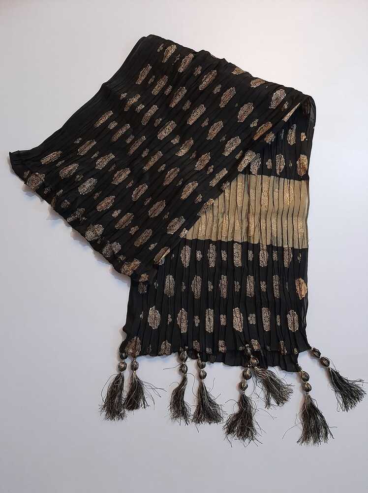 Maisuri Crush Dupatta With Bottom Large Tassels  - ZD243