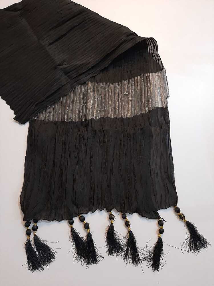 Maisuri Crush Dupatta With Bottom Large Tassels  - ZD244