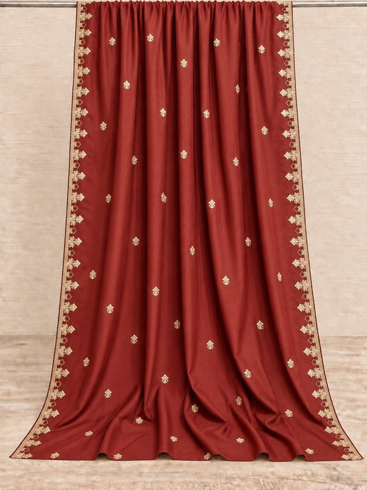 Embroided Swiss Lawn Chaddar Summer Shawl - Maroon -  SH25