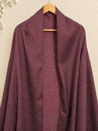 Maroon Patterned Shawl on Wooden Hanger
