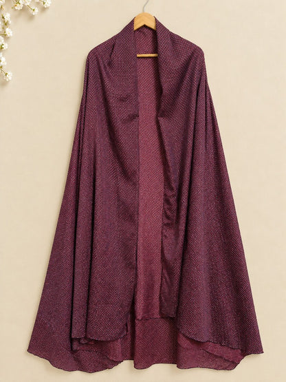 Maroon Patterned Shawl on Wooden Hanger