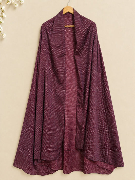 Maroon Patterned Shawl on Wooden Hanger