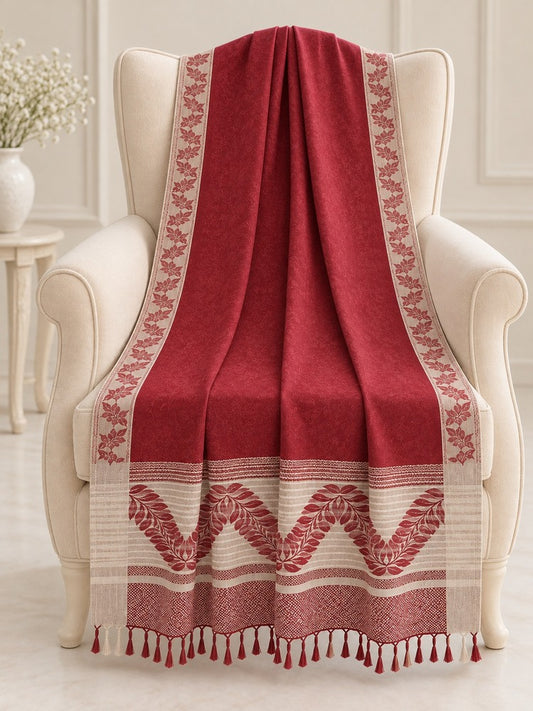Maroon winter shawl for women with a stylish design for seasonal wear