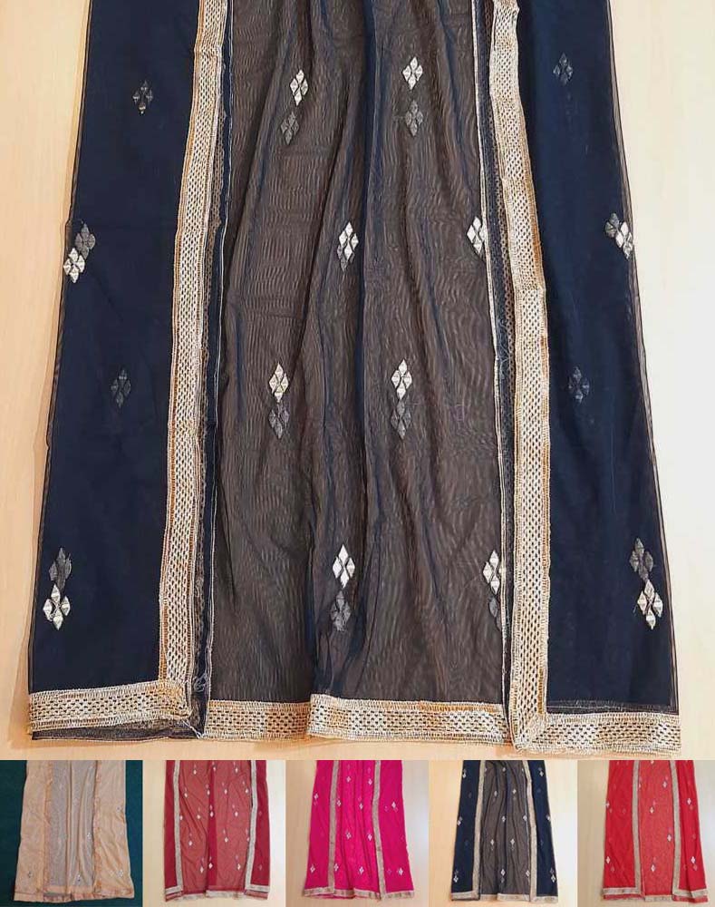 Mirror Work Gota Net Dupatta For Wedding Party - ZD0A5