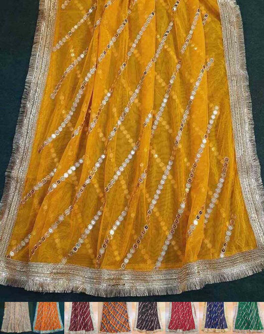Mirror Work Net Dupatta  -  ZD1217
