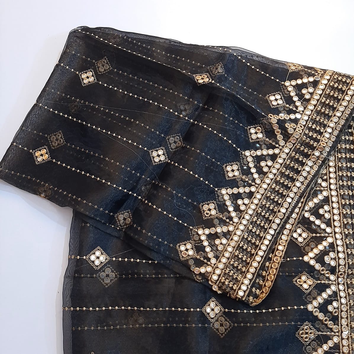 Mirror Work Organza Dupatta  -  ZD641