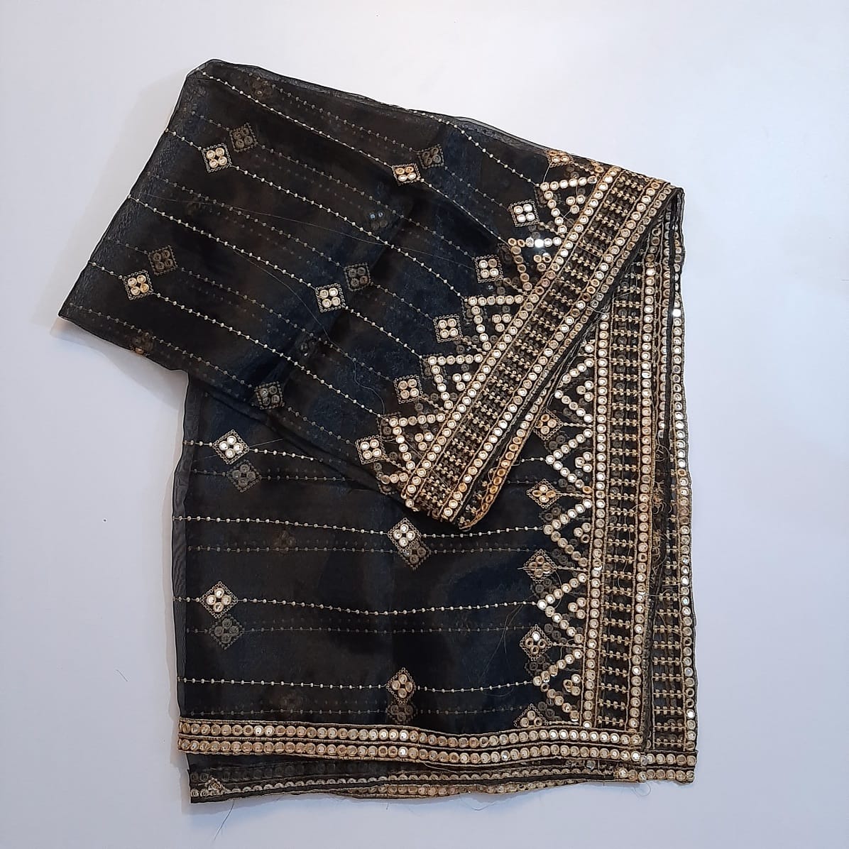 Mirror Work Organza Dupatta  -  ZD641