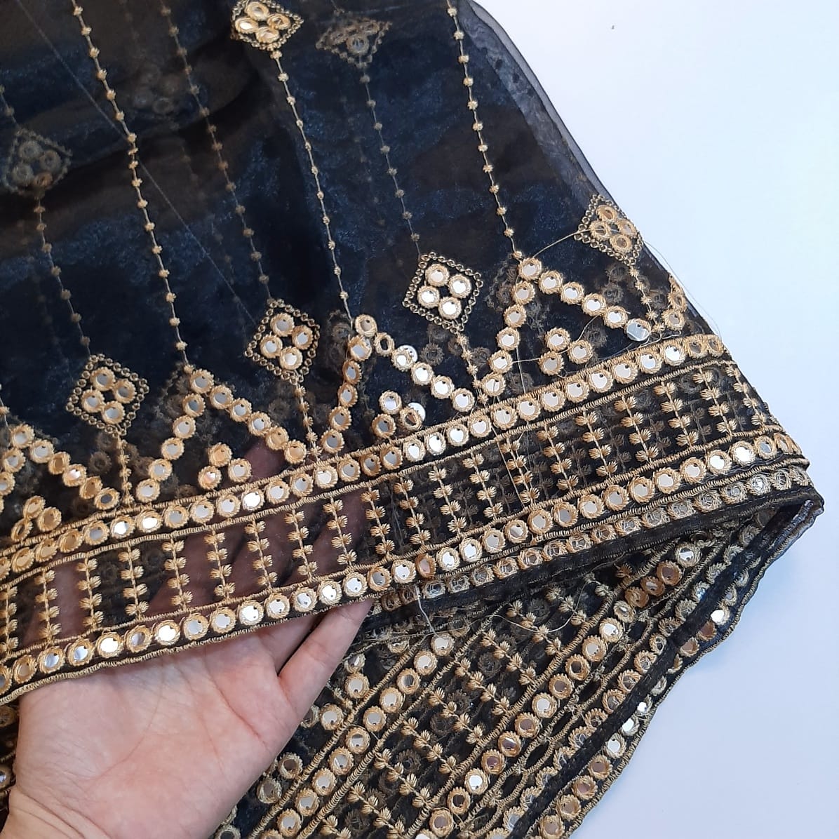 Mirror Work Organza Dupatta  -  ZD641