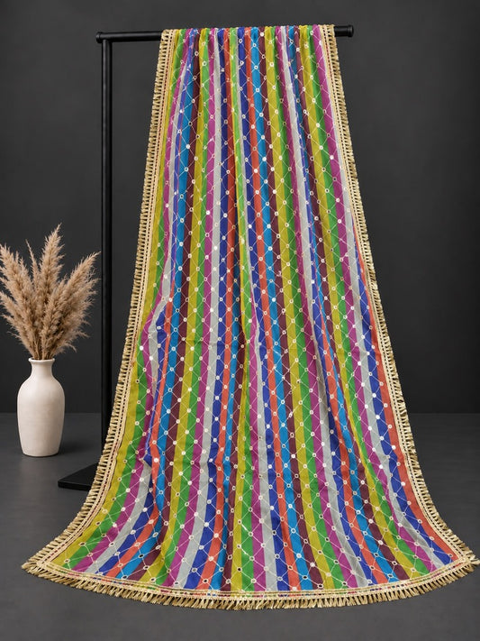 Mirror Work Net Dupatta Large - Multi -  ZD998