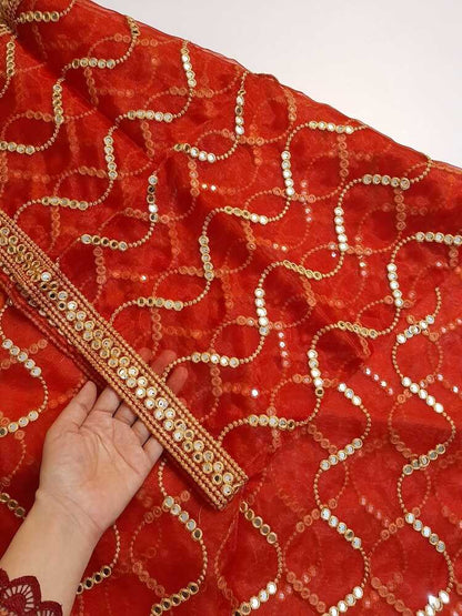 Mirror Work Organza Dupatta -  ZD640