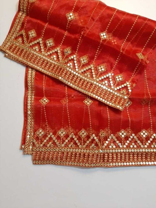 Mirror Work Organza Dupatta  -  ZD641