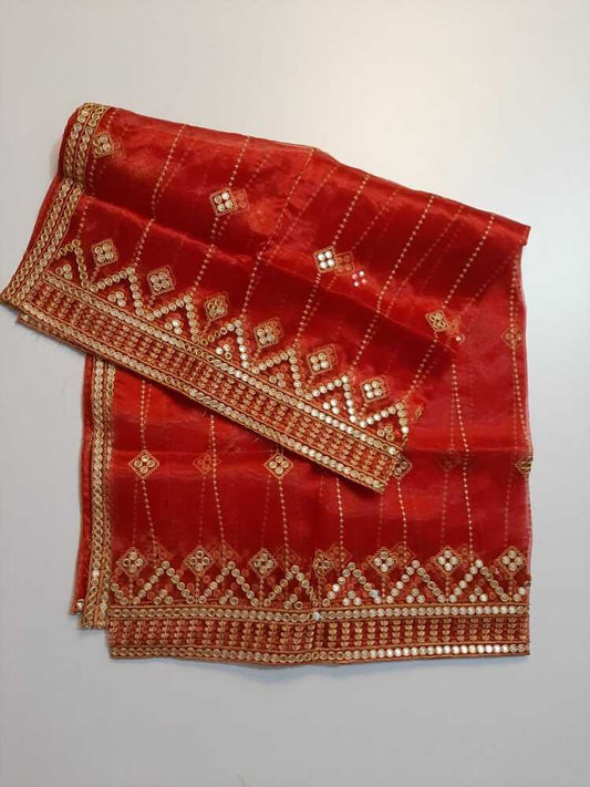 Mirror Work Organza Dupatta  -  ZD641