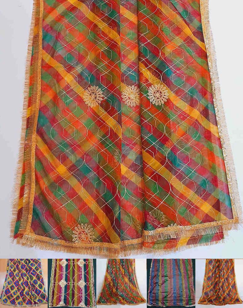 Multi Gota Work Dupatta For Wedding Party - Net